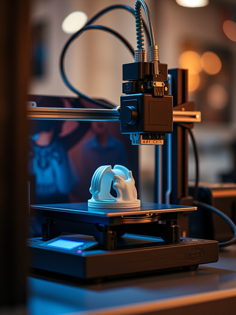 3d printer in action printing a custom part